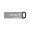 Memoria USB Kingston DataTraveler Kyson 64GB carcasa metálica vista frontal sobre fondo blanco.