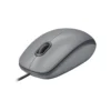 3 Mouse Logitech M110 Silent gris vista frontal con cable USB sobre fondo blanco