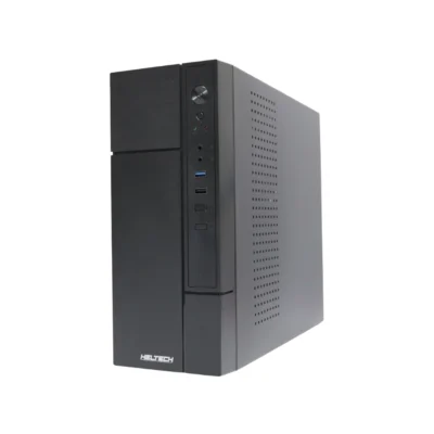 3 Vista diagonal del Case para PC Heltech SX-9822 formato Micro-ATX color negro.