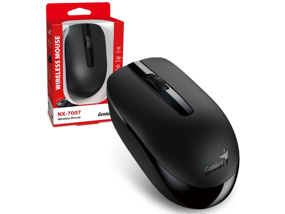 1 Mouse inalámbrico Genius NX-7007 vista frontal sobre fondo blanco