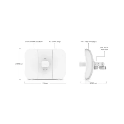 Medidas de la antena CPE Ubiquiti LiteBeam 5AC Gen2 para enlaces a larga distancia
