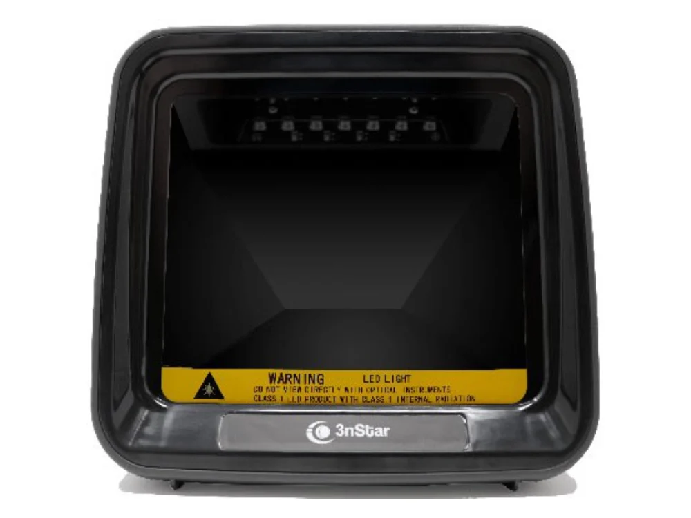 Lector de codigo de barras omnidireccional 2d 3nStar SC550 de frente sobre fondo blanco para comercio