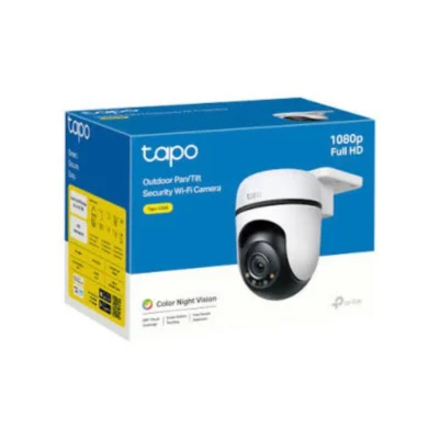 Caja de la cámara de seguridad exterior TP-Link Tapo C500 vista frontal 1080p fondo blanco.