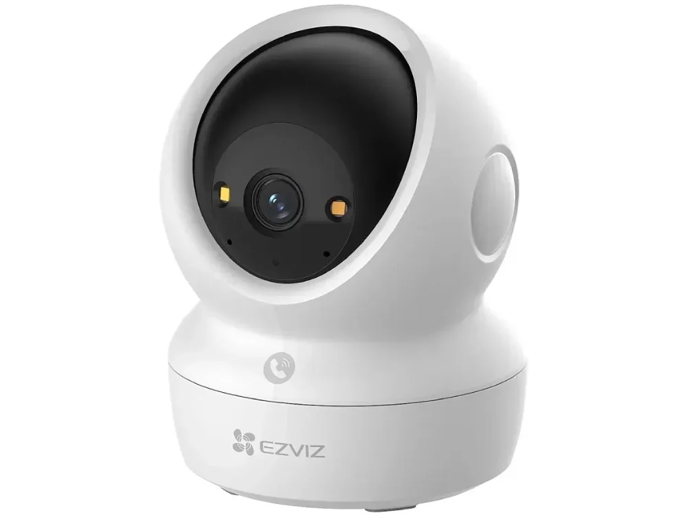 1 Cámara de seguridad interior EZVIZ H6c G1 vista frontal en color blanco, destacando su potente lente 3K y diseño tipo domo.