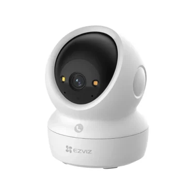 1 Cámara de seguridad interior EZVIZ H6c G1 vista frontal en color blanco, destacando su potente lente 3K y diseño tipo domo.