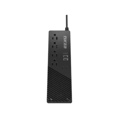 1 Regulador de voltaje automático Forza FVR-1011USB de 1000VA mostrando su diseño negro con 4 tomas y puertos USB frontales.