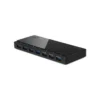 Acercamiento al panel lateral del Hub TP-Link UH700 destacando sus 7 conectores USB, el botón de encendido y los 3 puertos exclusivos de 1.5A.