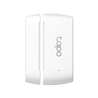 1 Vista frontal del sensor de contacto inteligente TP-Link Tapo T110 en color blanco sobre fondo blanco.