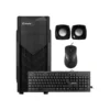 1 Vista frontal del Combo Case Infinitk 5200 ATX color negro con teclado, mouse y parlantes incluidos.