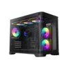 1 Vista diagonal del Case Gaming Gamemax Hype - M negro con vidrio templado curvado panorámico.