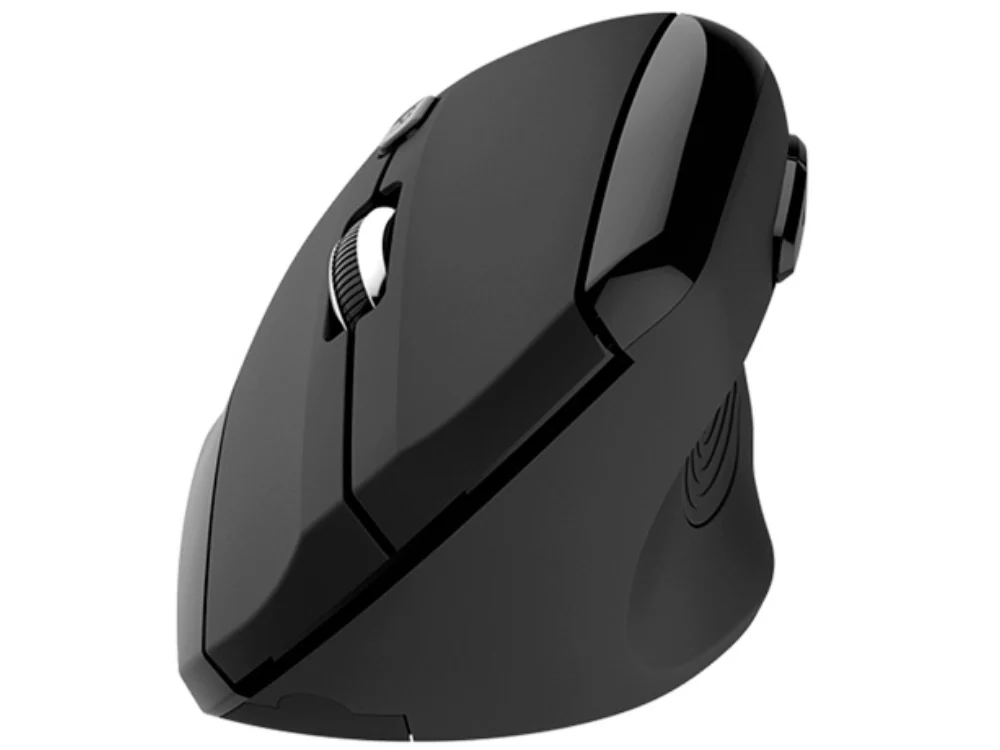 1 Mouse inalámbrico vertical KlipXtreme EverRest color negro vista frontal sobre fondo blanco