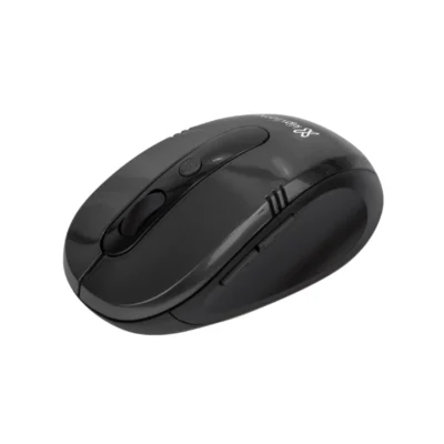 Mouse inalámbrico KlipXtreme Vector KMW-330BK color negro vista frontal sobre fondo blanco