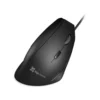 Mouse ergonómico KlipXtreme Krest KMO-505 color negro vista frontal con cable USB sobre fondo blanco