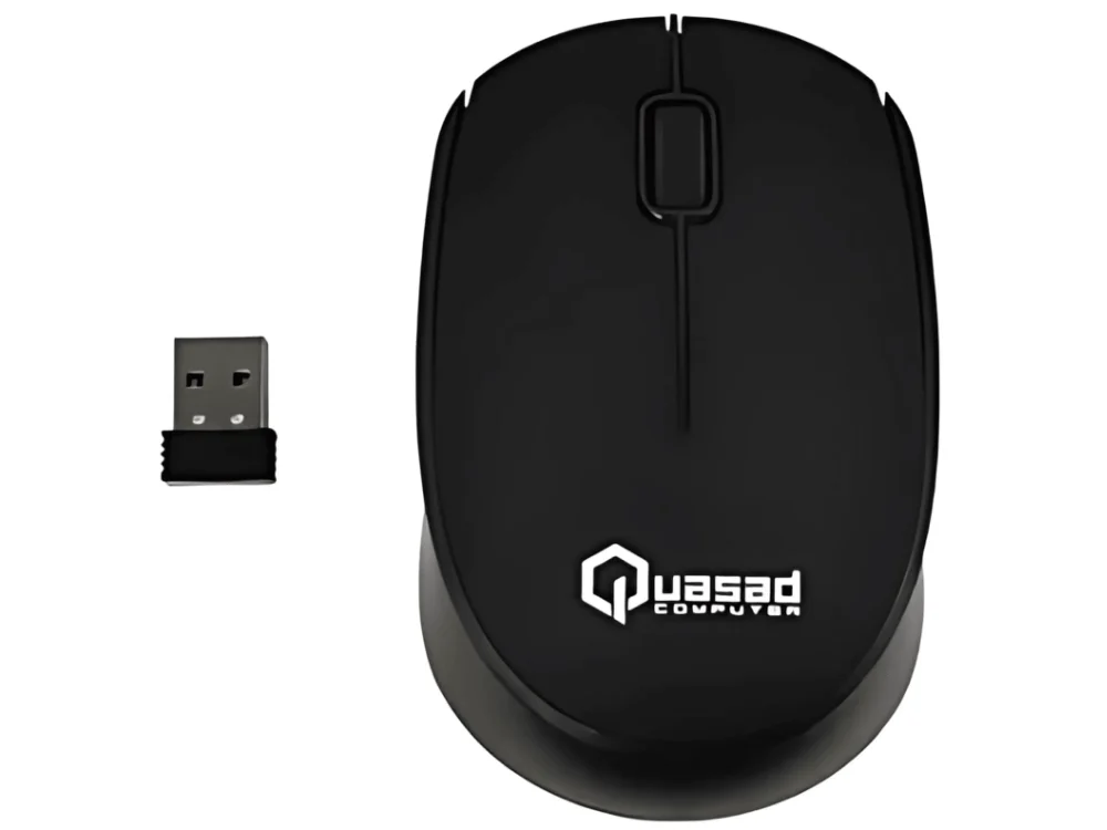 Mouse inalámbrico Quasad QM-610G color gris vista superior sobre fondo blanco