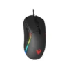Mouse gaming Meetion GM19 edición 2023 color negro vista frontal con iluminación RGB sobre fondo blanco
