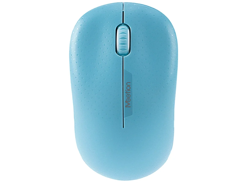 Mouse superior Meetion MT-R545 color Cyan vista frontal sobre fondo blanco