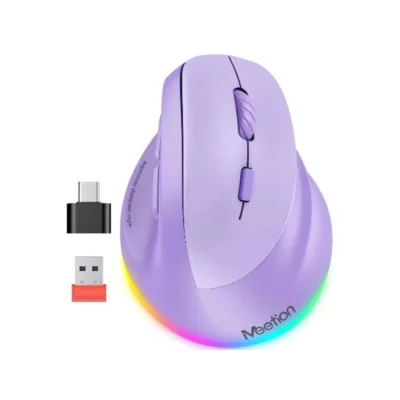1 Mouse vertical Meetion BTM010R color morado vista frontal sobre fondo blanco