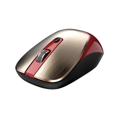 Mouse inalámbrico Genius NX-7125 Copilot color dorado y rojo vista frontal sobre fondo blanco
