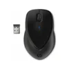 Mouse inalámbrico HP Comfort Grip H2L63AA color negro vista frontal con micro receptor USB sobre fondo blanco
