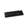1 Vista frontal del teclado mecánico gamer Meetion MK007 color negro con retroiluminación LED encendida sobre fondo blanco.