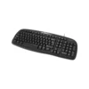 1 Vista frontal del teclado alámbrico de oficina Klip Xtreme Stylus KKS-050S color negro en español sobre fondo blanco.
