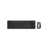 Vista frontal del combo de teclado y mouse inalámbrico silencioso Genius KM-8216S color negro sobre fondo blanco.