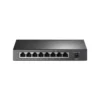 2 Panel frontal del Switch PoE TP-Link TL-SG1008P mostrando sus 8 puertos Gigabit en chasis de metal