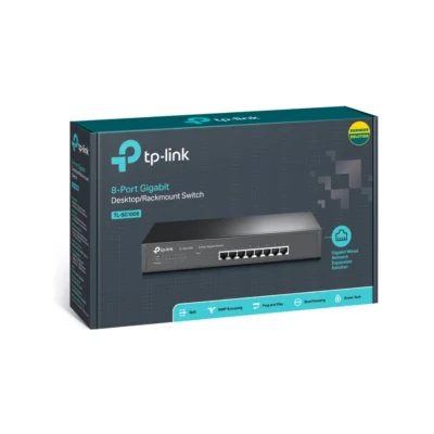 2 Caja del Switch Empresarial TP-Link TL-SG1008 de 8 puertos Gigabit metálico para rack