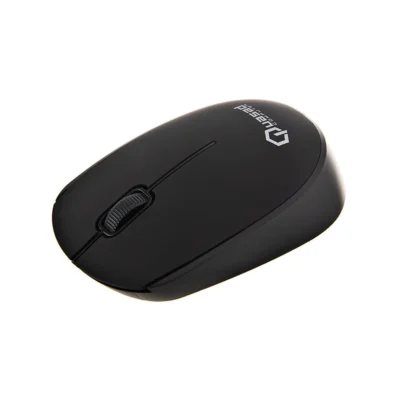 Vista superior del mouse Quasad QM-610G gris destacando su diseño sin cables y rueda de desplazamiento