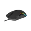 Vista superior y lateral del mouse Meetion GM19 negro destacando su cable trenzado USB y botones programables