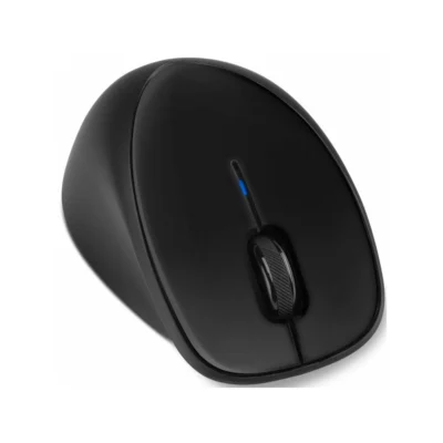 Vista superior del mouse HP Comfort Grip H2L63AA negro destacando su diseño ergonómico y rueda de desplazamiento