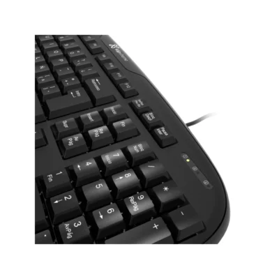2 Vista frontal del teclado alámbrico de oficina Klip Xtreme Stylus KKS-050S color negro en español sobre fondo blanco.