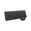 Vista frontal del combo de teclado y mouse inalámbrico Bluetooth Logitech MK250 color grafito sobre fondo blanco.