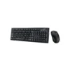 2 Vista frontal del combo inalámbrico Genius KM-8101 mostrando el teclado completo negro y el ratón óptico sobre fondo blanco.