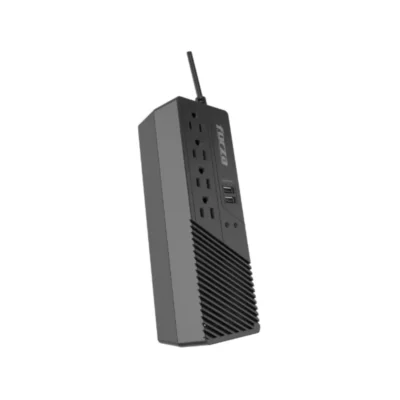 2 Regulador de voltaje automático Forza FVR-1011USB de 1000VA mostrando su diseño negro con 4 tomas y puertos USB frontales.