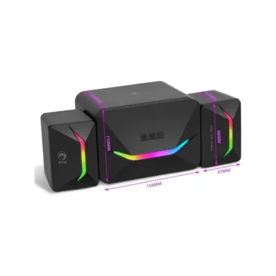2 Detalle de las dimensiones de los altavoces multimedia Marvo SG-235.