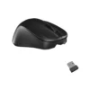 Vista superior y lateral del mouse portátil Meetion MiniGo destacando su diseño compacto para viajes