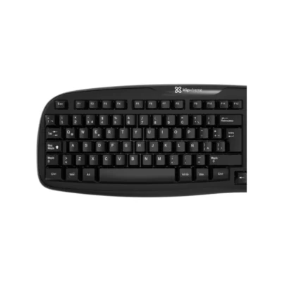 3 Vista frontal del teclado alámbrico de oficina Klip Xtreme Stylus KKS-050S color negro en español sobre fondo blanco.