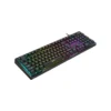 Vista frontal del teclado gamer Genius Scorpion K7 negro con retroiluminación RGB encendida sobre fondo blanco.