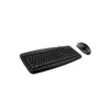 3 Vista frontal del combo alámbrico Genius Smart KM-200 mostrando el teclado negro con reposamuñecas y el ratón óptico sobre fondo blanco.