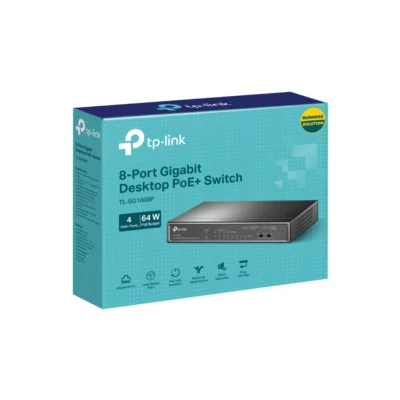 3 Caja del Switch Empresarial Gigabit TP-Link TL-SG1008P con 4 puertos PoE+