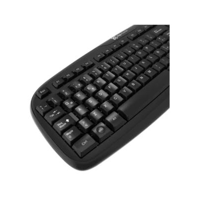 4 Vista frontal del teclado alámbrico de oficina Klip Xtreme Stylus KKS-050S color negro en español sobre fondo blanco.