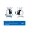 4 Cámara de seguridad interior TP-Link Tapo C232 vista frontal destacando su diseño motorizado 360 grados y su potente lente 3K.