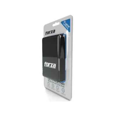 4 Empaque original del Mini UPS y Power Bank Forza DC-140USB en color negro, mostrando su diseño compacto y capacidad de 14W.