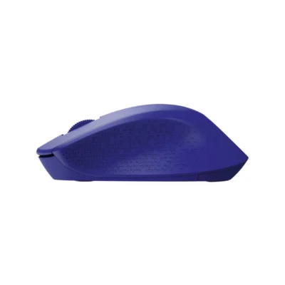 Mouse inalámbrico Logitech M280 color azul vista frontal sobre fondo blanco