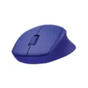 Mouse inalámbrico Logitech M280 color azul vista frontal sobre fondo blanco