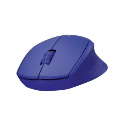 Mouse inalámbrico Logitech M280 color azul vista frontal sobre fondo blanco