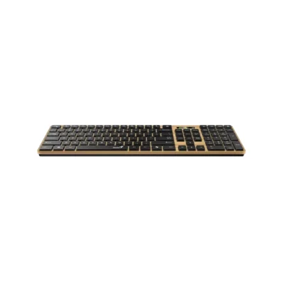 Vista frontal del teclado empresarial multidevice Genius SlimStar 7250BT con diseño estilo pino nórdico sobre fondo blanco.